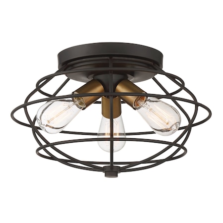 Designers Fountain 15in Jax 3-Light Vintage Bronze Interior Ceiling Light Flush Mount 1260-VB